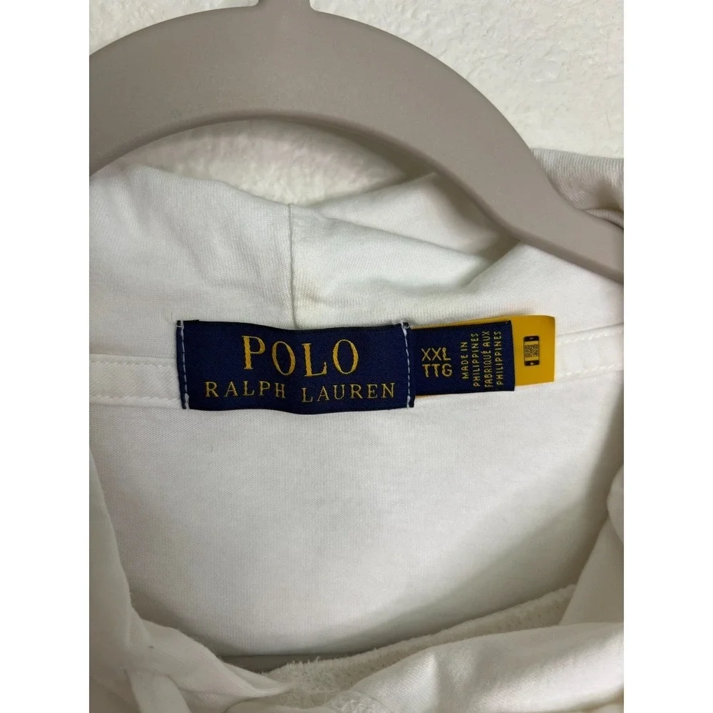 POLO BEAR Ralph Lauren Hooded Long Sleeve WHITE TShirt Mens XXL Toggle Bear EUC